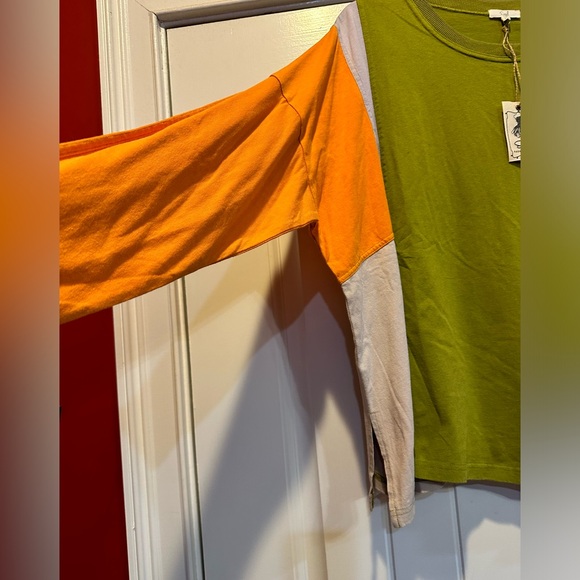 Easel Green and Orange Colorblock Top - Picture 3 of 6